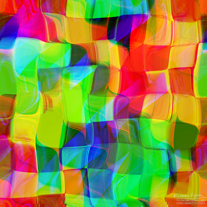 Arts numériques intitulée "Color chess board." par Richard Vigniel, Œuvre d'art originale, Travail numérique 2D