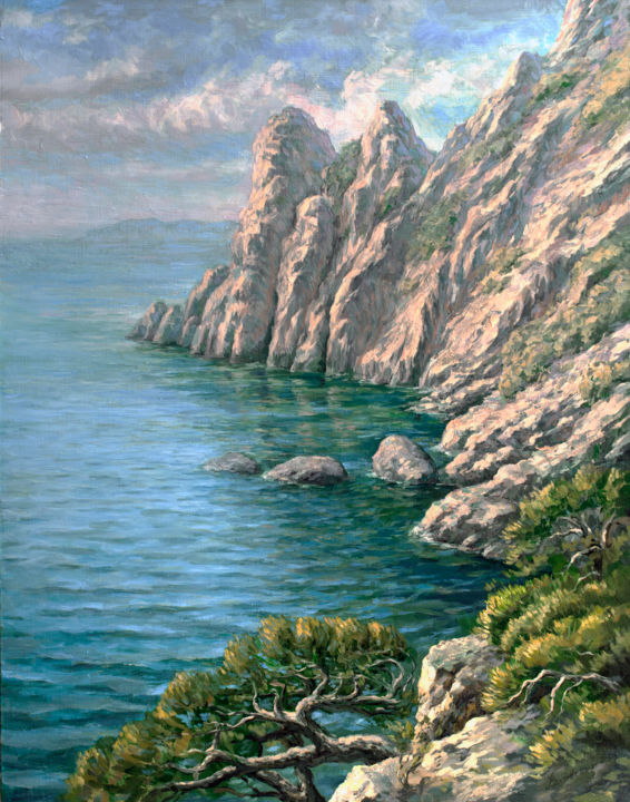 Painting titled "The Bay." by Ruslan Vigovsky, Original Artwork, Oil