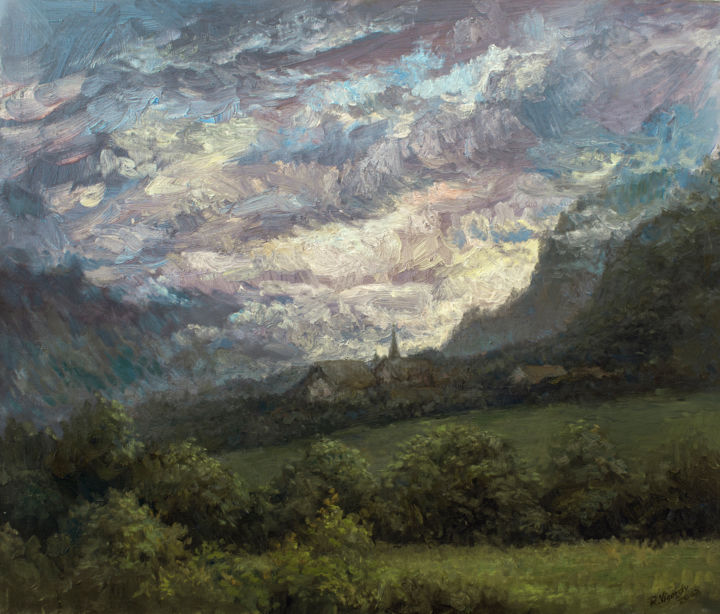Картина под названием "The Alps & Clouds." - Ruslan Vigovsky, Подлинное произведение искусства, Масло