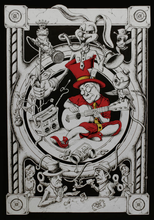 Drawing titled "Music is a good med…" by Roko, Original Artwork, Marker
