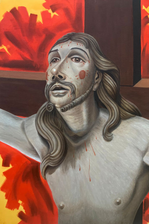 Ζωγραφική με τίτλο "Jesus" από Renato Wilmers, Αυθεντικά έργα τέχνης, Λάδι