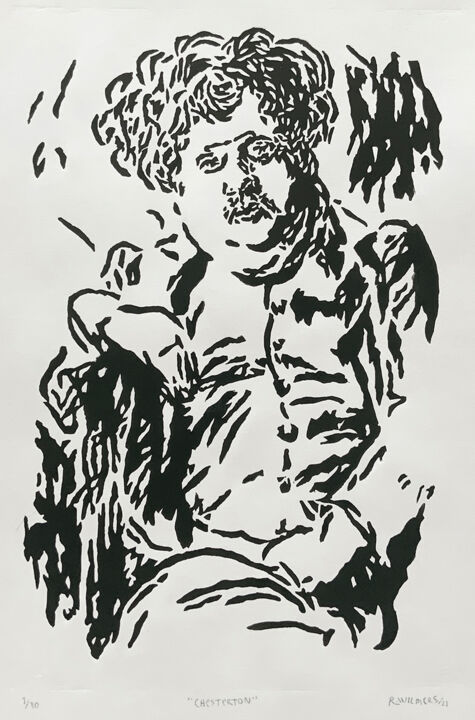 Εκτυπώσεις & Χαρακτικά με τίτλο "Chesterton" από Renato Wilmers, Αυθεντικά έργα τέχνης, Χαρακτικά σε λινόλαιο