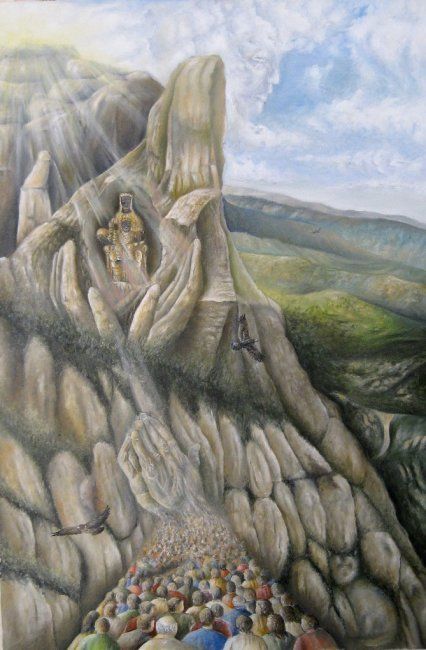 Painting titled "The mountain legend…" by Rws1968, Original Art, Oil