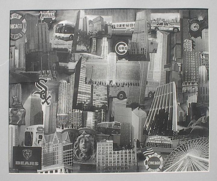 Disegno intitolato "Chicago Collage" da Ryan Bayles, Opera d'arte originale