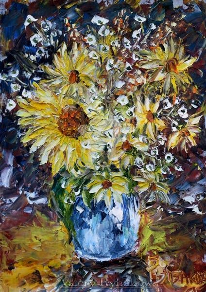 Painting titled "flower oil painting…" by Rybakow Fine Art, Original Artwork, Oil