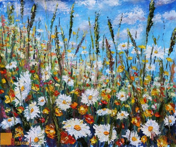 Картина под названием "Flower painting Gla…" - Rybakow Fine Art, Подлинное произведение искусства, Масло