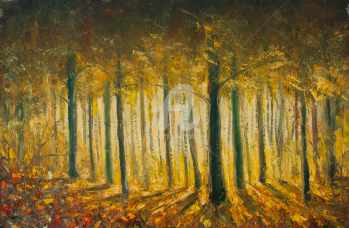 Peinture intitulée "Autumn Landscape oi…" par Rybakow Fine Art, Œuvre d'art originale, Huile