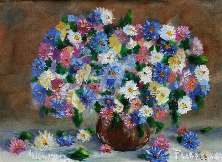 Картина под названием "Flower Painting Bou…" - Rybakow Fine Art, Подлинное произведение искусства, Масло