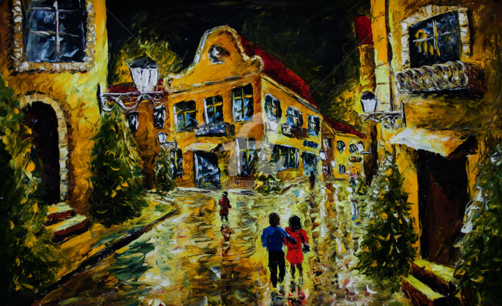 Картина под названием "Night Landscape oil…" - Rybakow Fine Art, Подлинное произведение искусства, Масло