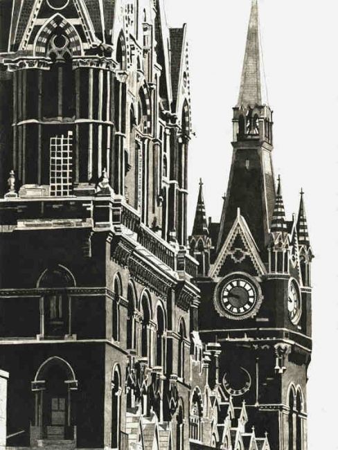 Impressões e gravuras intitulada "ST PANCRAS CLOCKTOW…" por Ryepress - Colin Bailey, Obras de arte originais, Gravação