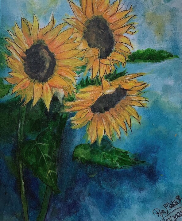 Painting titled "Sun" by Rym Murtada, Original Artwork, Acrylic