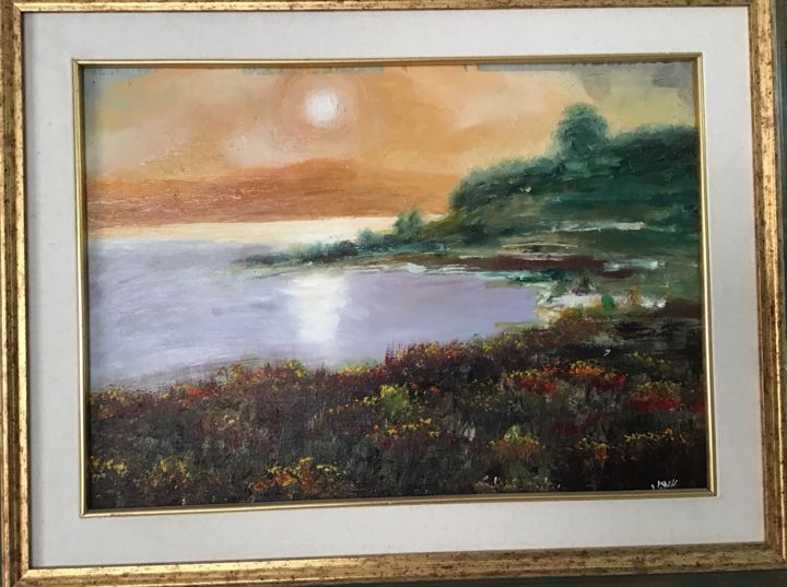 Peinture intitulée "Lac" par Sb, Œuvre d'art originale, Huile