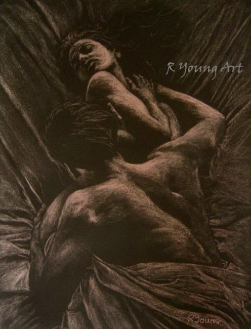 Painting titled "The Lovers" by Richard Young, Original Artwork