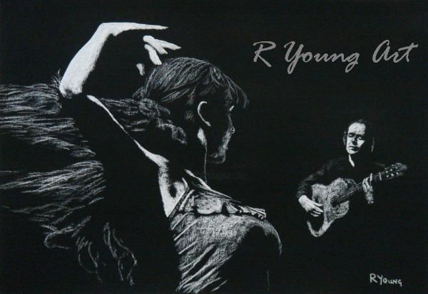 Painting titled "Flamenco Recital" by Richard Young, Original Artwork