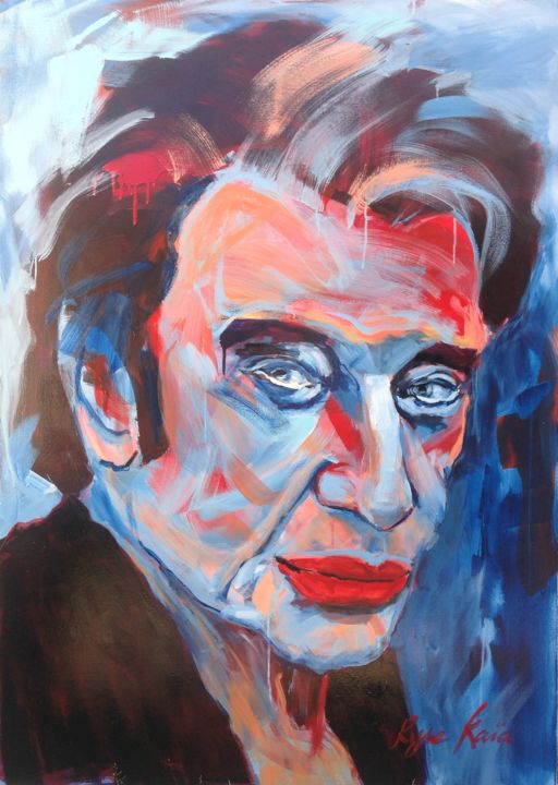 Painting titled "Johnny" by Maryse Coin (Ryse Kaïa), Original Artwork, Acrylic Mounted on Wood Stretcher frame