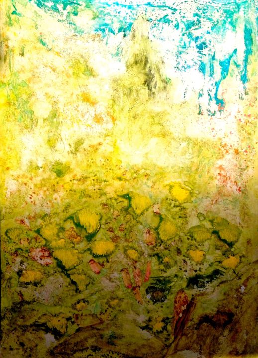 Pittura intitolato "Yellow ride_paseo a…" da Decolorado, Opera d'arte originale, Acrilico