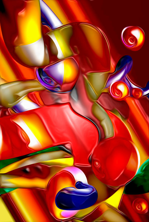 Arts numériques intitulée "newton-apples.jpg" par Decolorado, Œuvre d'art originale, Peinture numérique