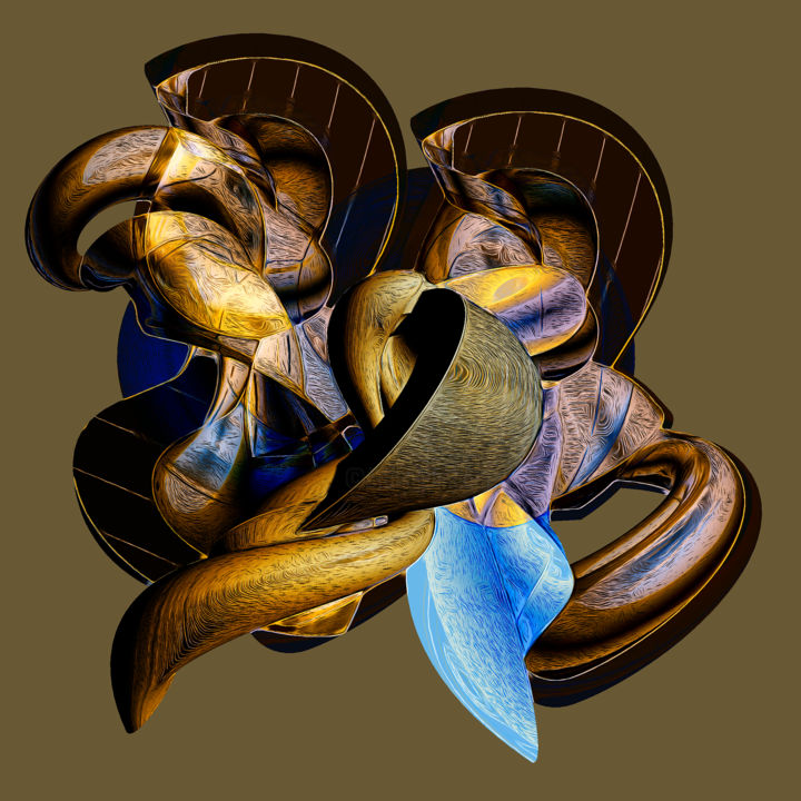 Digital Arts titled "Arpas de caracolas.…" by Decolorado, Original Artwork, Digital Painting