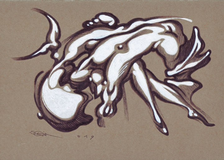 Рисунок под названием "Серия "Страсти теле…" - Sergei Gai, Подлинное произведение искусства, Акварель
