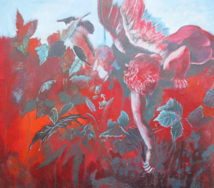 Malarstwo zatytułowany „Ange” autorstwa Sophie Garapon, Oryginalna praca, Olej Zamontowany na Drewniana rama noszy