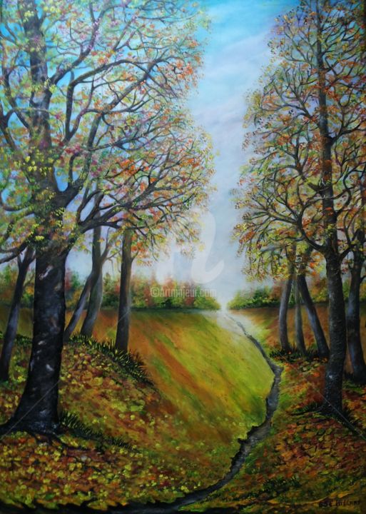 Painting titled "Herbst" by Elisabeth Willner, Original Artwork, Oil