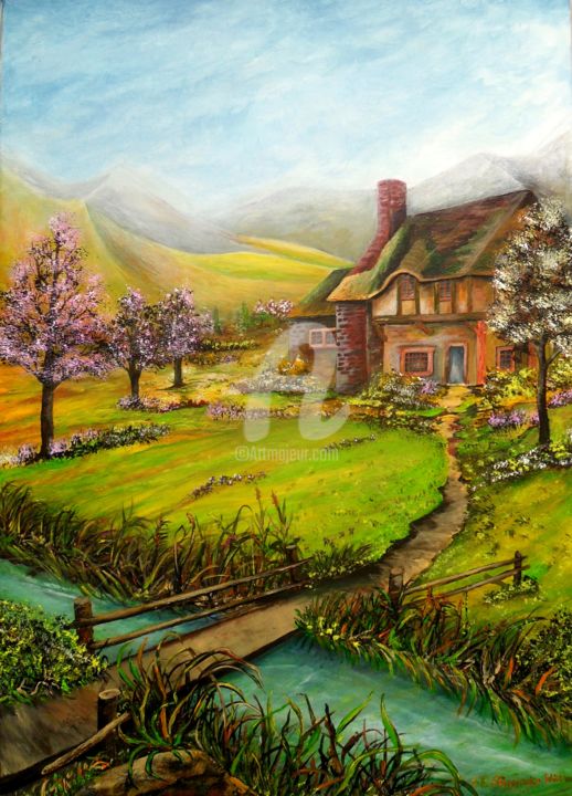 Painting titled "Blütenzeit auf dem…" by Elisabeth Willner, Original Artwork, Oil