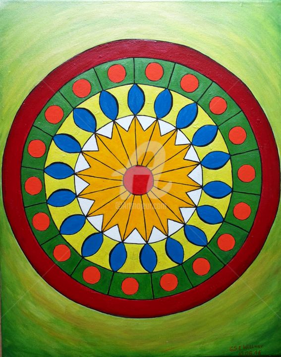 Painting titled "Mandala B" by Elisabeth Willner, Original Artwork, Acrylic