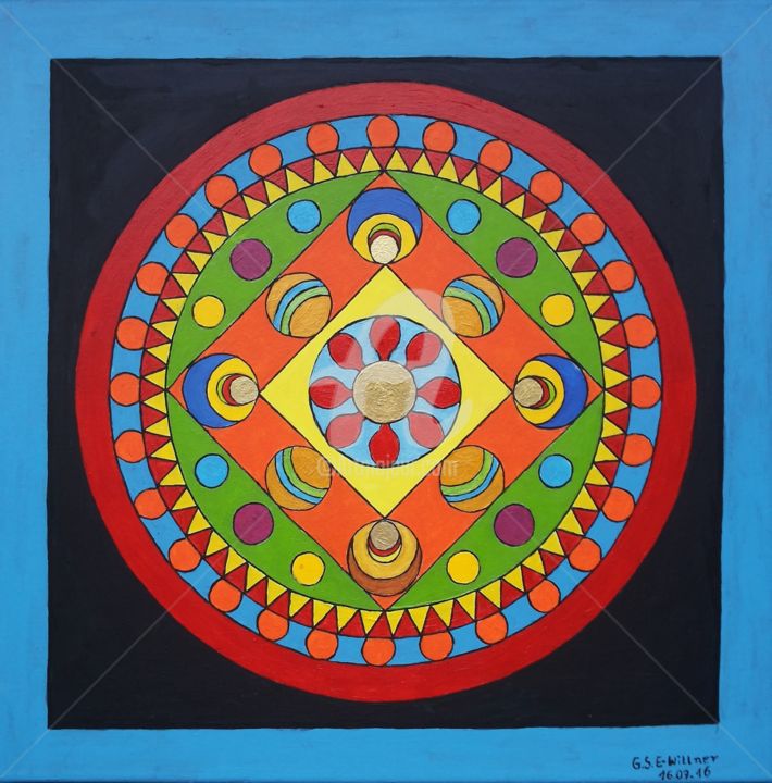 Painting titled "Mandala D" by Elisabeth Willner, Original Artwork, Acrylic