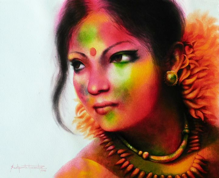 Painting titled "colors of life" by Sudipta Karmakar, Original Art, Watercolor