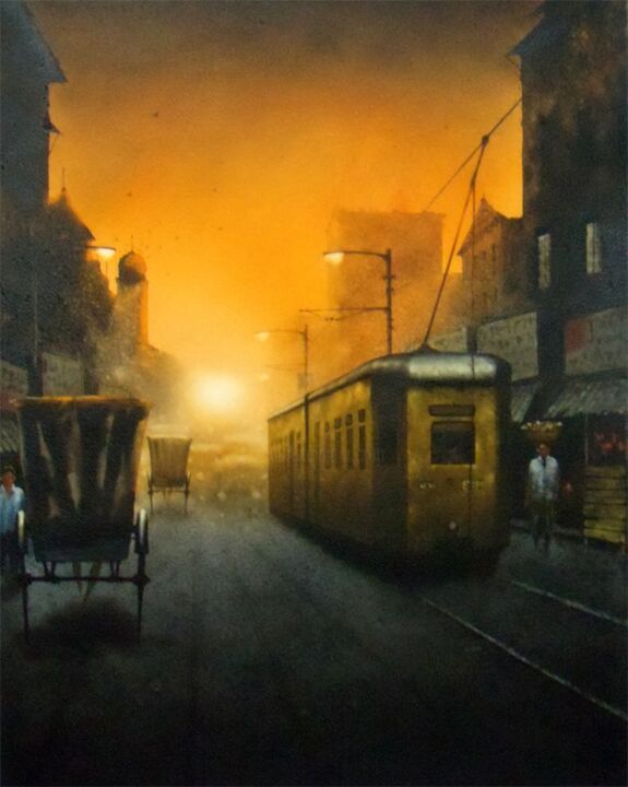 Painting titled "kolkata 6" by Sudipta Karmakar, Original Artwork, Watercolor