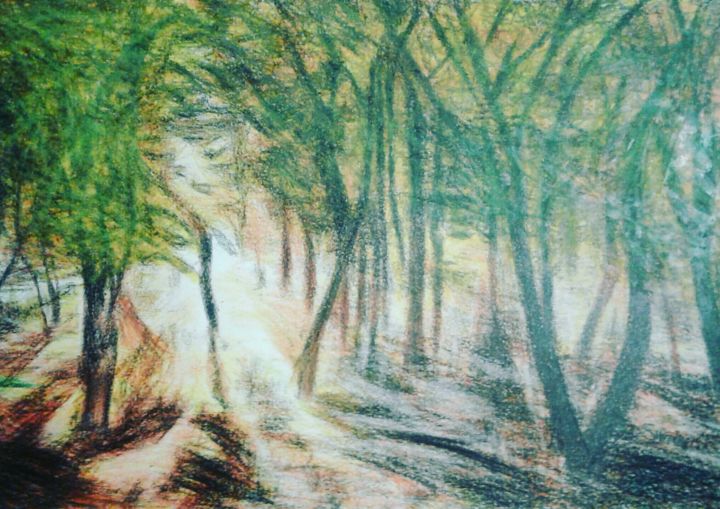 Drawing titled "Les arbres ont une…" by Solan Et Ses Pastels, Original Artwork, Pastel