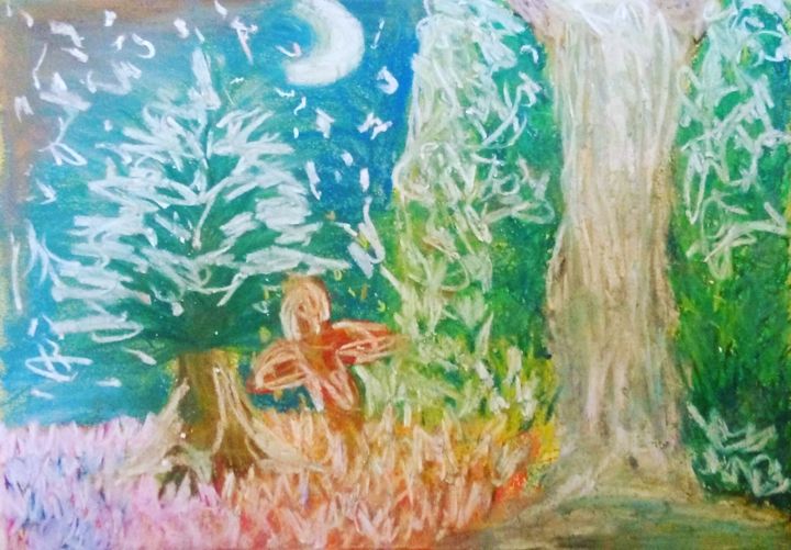 Рисунок под названием "Un hiver enchanté." - Solan Et Ses Pastels, Подлинное произведение искусства, Пастель
