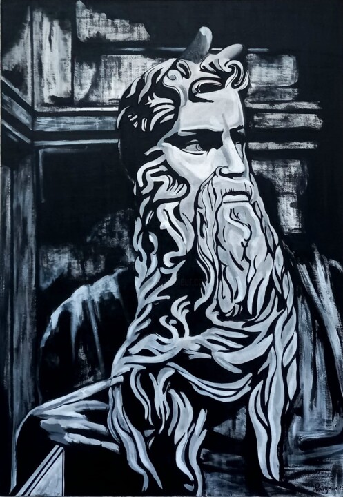Malarstwo zatytułowany „Moise” autorstwa Salomé Perignon, Oryginalna praca, Akryl Zamontowany na Drewniana rama noszy