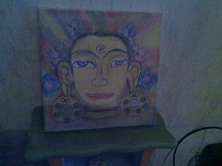 Peinture intitulée "bouddha tibètain" par San, Œuvre d'art originale,