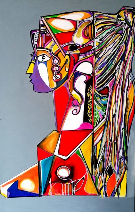 Painting titled "La Déesse" by Sophie Urbanya, Original Artwork, Acrylic