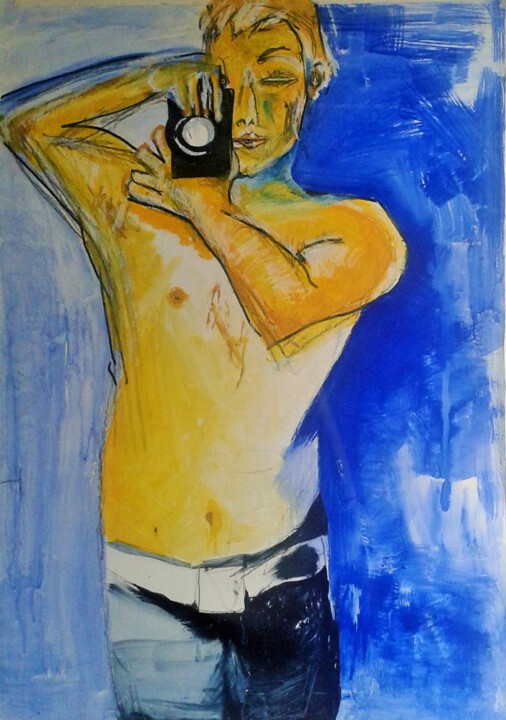 Painting titled "Frank" by S.Weinmann, Original Artwork, Watercolor