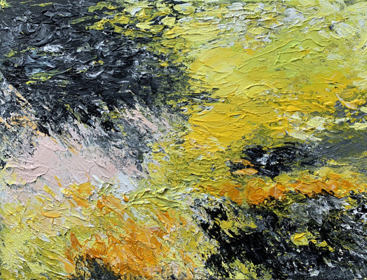 Malerei mit dem Titel "Yellow Aura" von Simon Wurzer, Original-Kunstwerk, Acryl