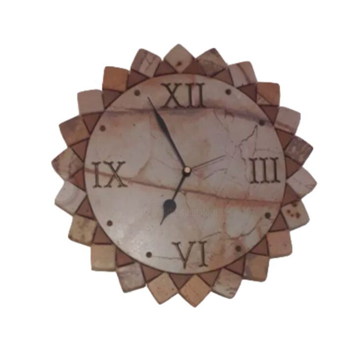 Design titled "orologio da parete" by Sa Pedra, Original Artwork, Stone Mounted on Wood Panel