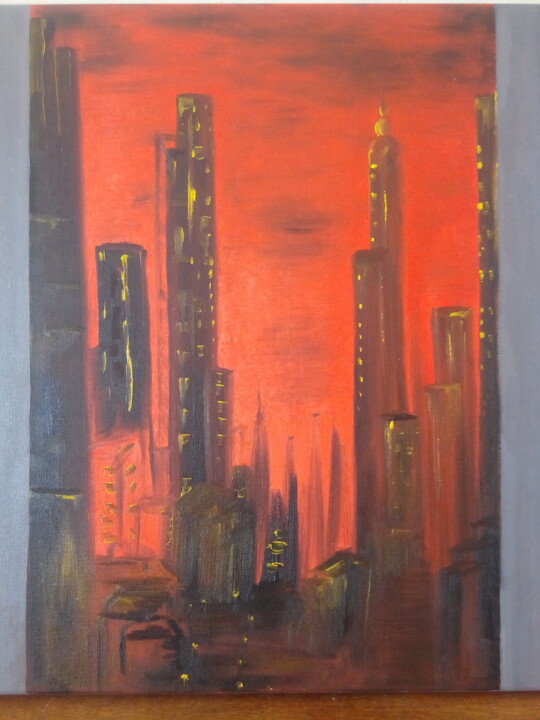 Pintura intitulada "new-red-york.jpg" por Saadi, Obras de arte originais