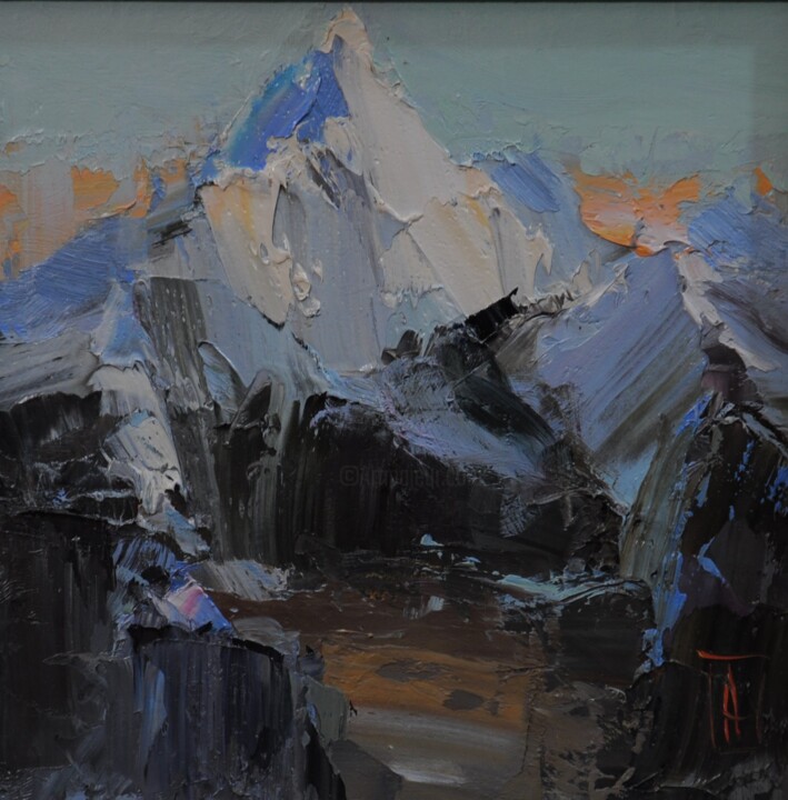 Schilderij getiteld "mountains" door Saash, Origineel Kunstwerk, Olie