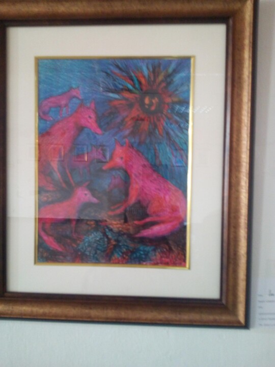 Dessin intitulée "Les loups roses" par Sabah Ould Taleb, Œuvre d'art originale, Crayon Monté sur Verre