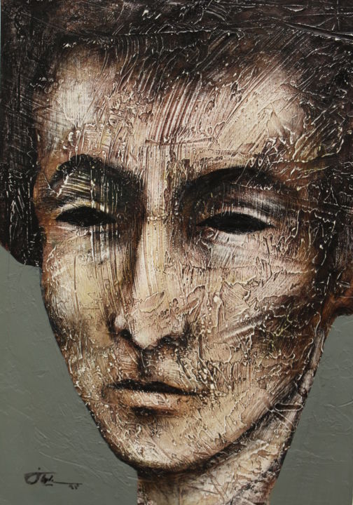 Schilderij getiteld "Stone Faces Collect…" door Saber Soleimani, Origineel Kunstwerk, Anders