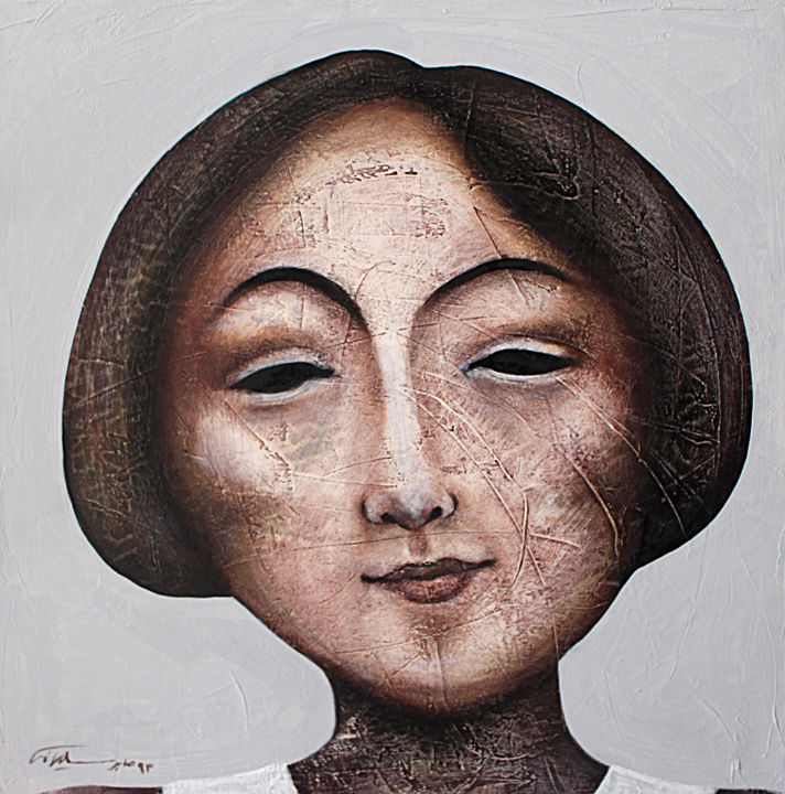 Schilderij getiteld "Stone Faces Collect…" door Saber Soleimani, Origineel Kunstwerk, Anders