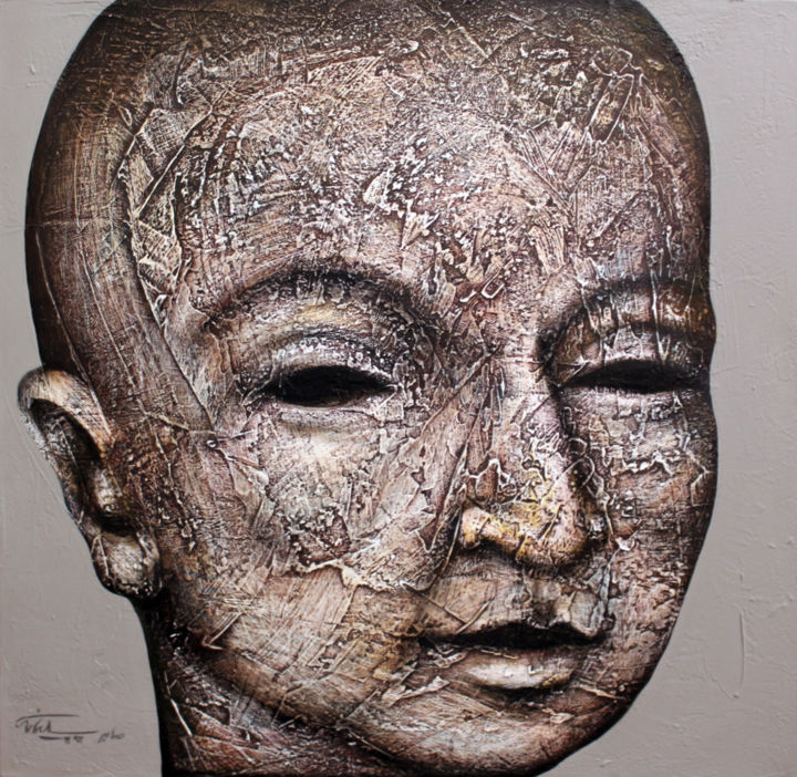Painting titled "Stone Faces Collect…" by Saber Soleimani, Original Artwork, Other