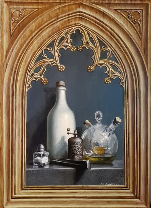 Painting titled "Baroque still life" by Sabin&Catalina Chintoan, Original Artwork, Acrylic