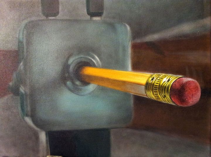 Pittura intitolato "Sharpener with penc…" da Sabin Şi Cătălina Art, Opera d'arte originale, Acrilico