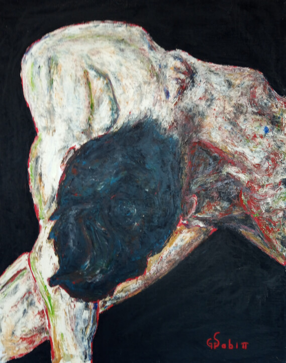 Ζωγραφική με τίτλο "Body 1" από Sabin, Αυθεντικά έργα τέχνης, Ακρυλικό Τοποθετήθηκε στο Χαρτόνι