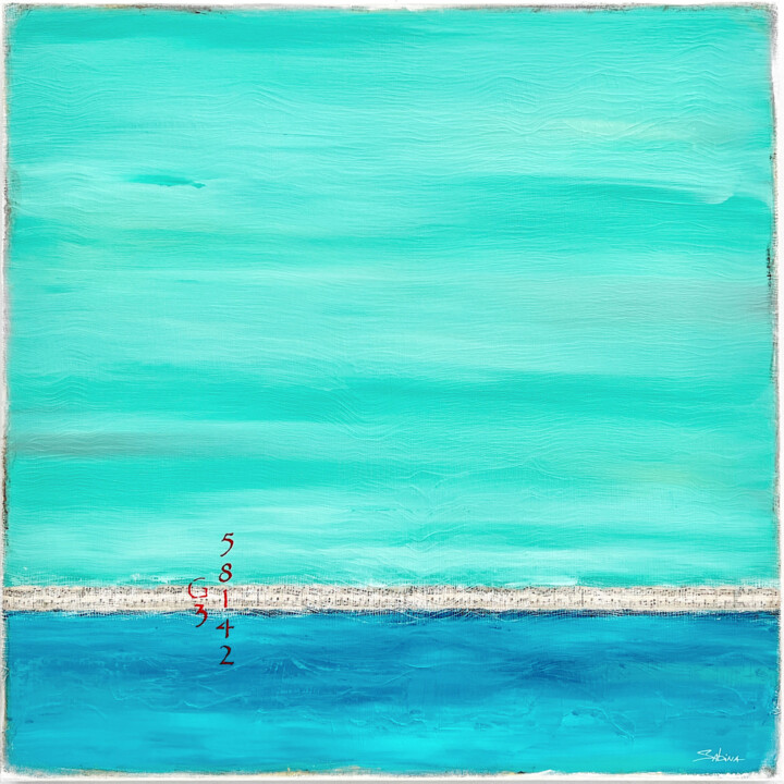 Painting titled "Ocean Views" by Sabina D'Antonio, Original Artwork, Acrylic Mounted on Wood Stretcher frame