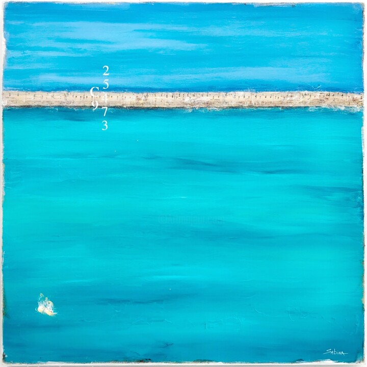 Painting titled "Our Ocean View" by Sabina D'Antonio, Original Artwork, Acrylic Mounted on Wood Stretcher frame