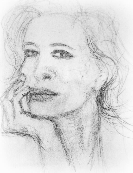 Drawing titled "Contemplation in So…" by Sabina Faynberg, Original Artwork, Pencil